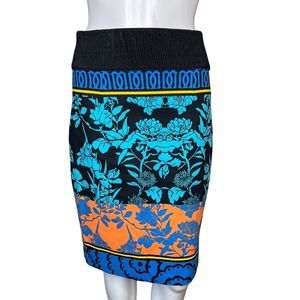 Plenty by Tracy Reese‎ Skirt Womens 4 Black Blue Floral Flowers Pencil Bloomcore